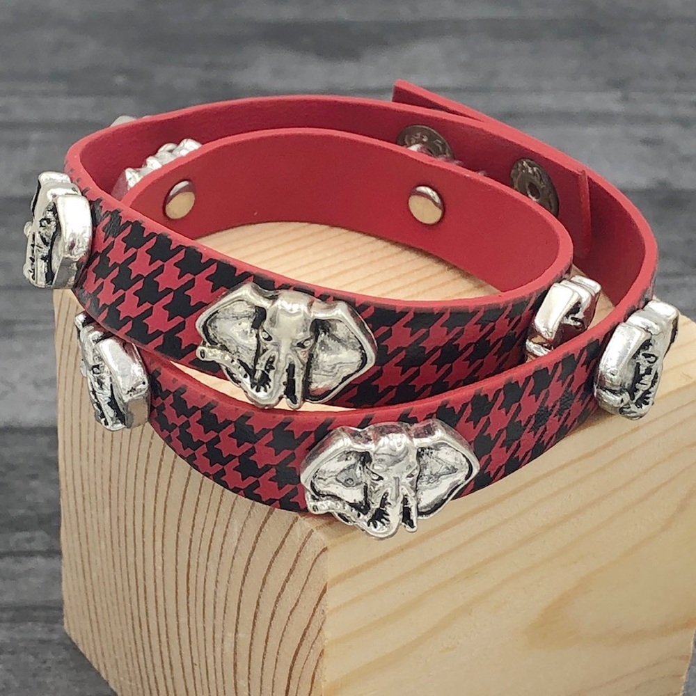 Houndstooth Elephant Wrap Bracelet